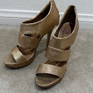 Elegant Gold Glitter Heels